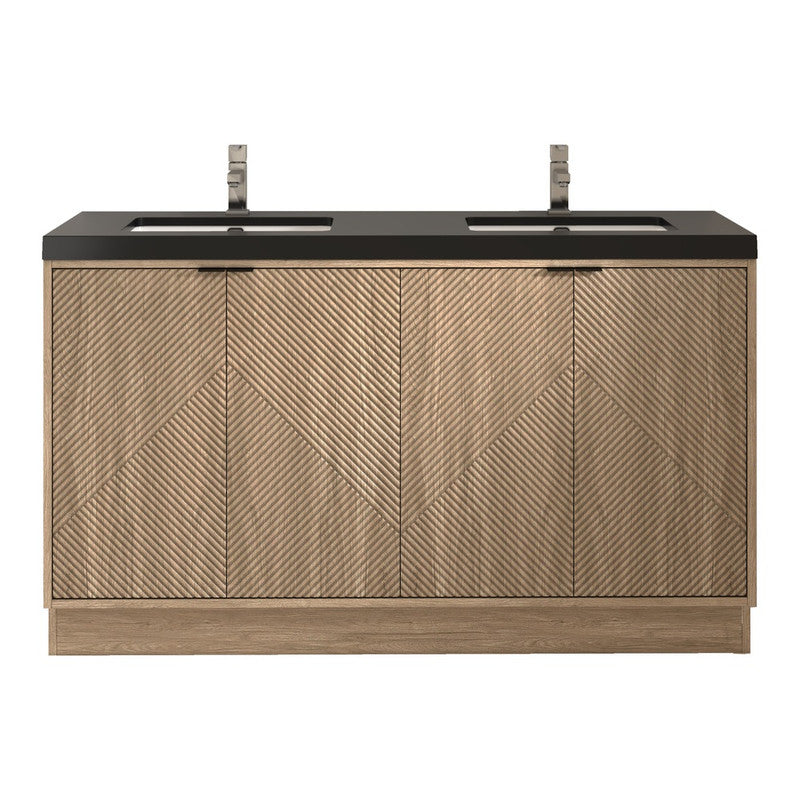 Moreno Bath MT60DFS Mason 60" Fluted Freestanding Bathroom Vanity with Double Sink Top