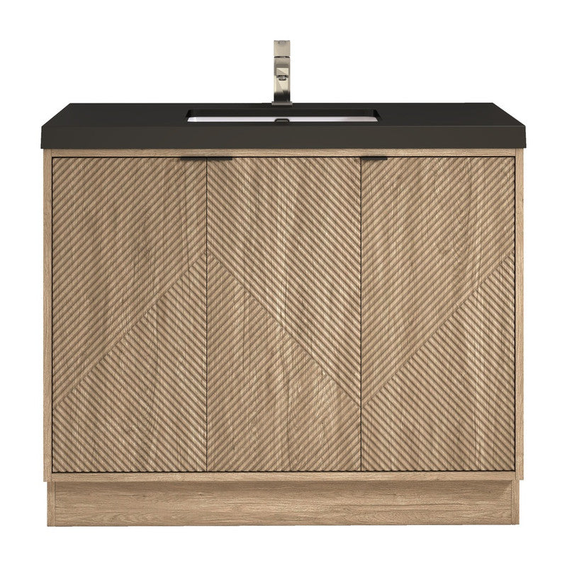 Moreno Bath MT42LFS Mason 42" Fluted Freestanding Bathroom Vanity with Sink Top (Left Side Drawers)