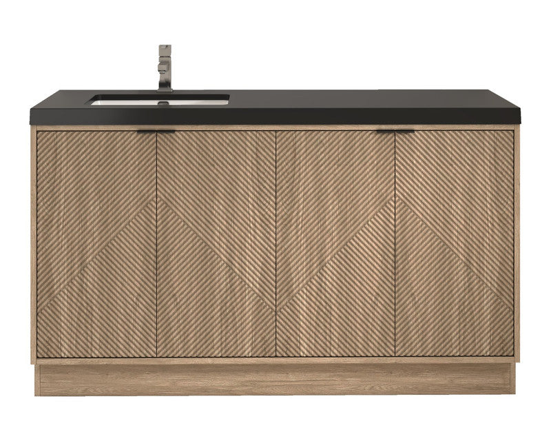 Moreno Bath MT60SLFS Mason 60" Fluted Freestanding Bathroom Vanity with Left Side Sink Top