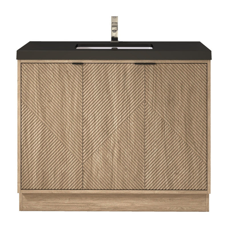Moreno Bath MT42RFS Mason 42" Fluted Freestanding Bathroom Vanity with Sink Top (Right Side Drawers)