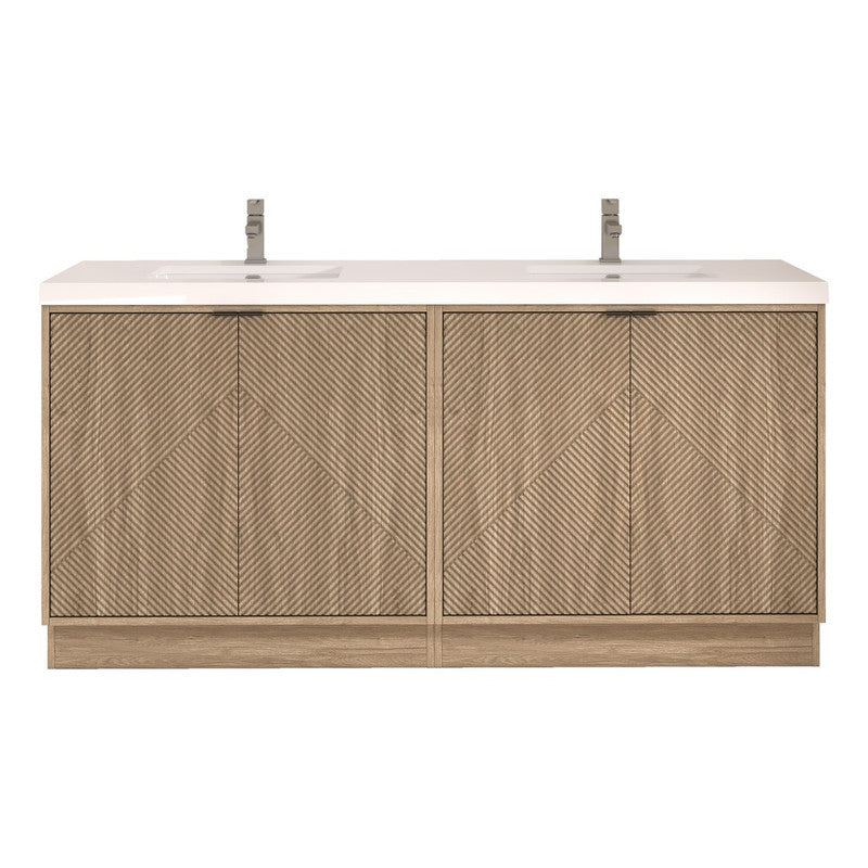Moreno Bath MT72DFS Mason 72" Fluted Freestanding Bathroom Vanity with Double Sink Top