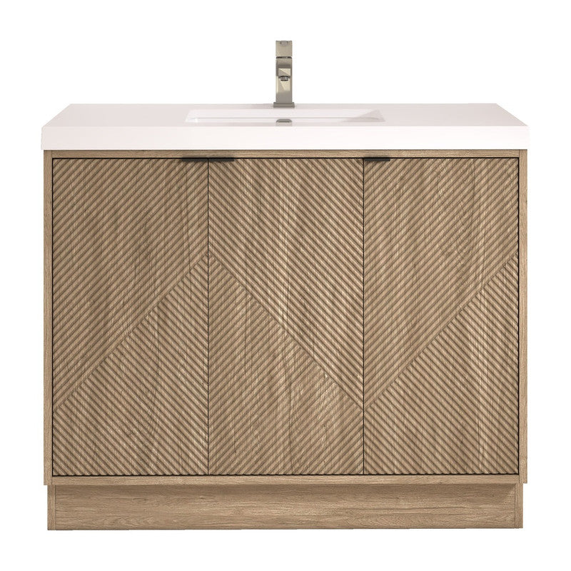 Moreno Bath MT42LFS Mason 42" Fluted Freestanding Bathroom Vanity with Sink Top (Left Side Drawers)