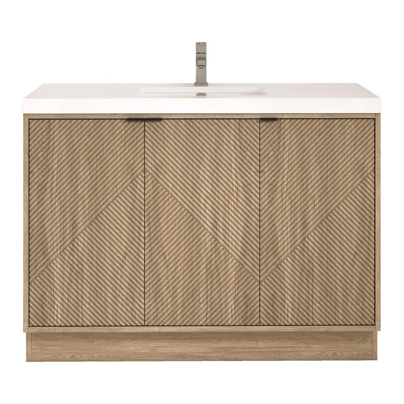 Moreno Bath MT48FS Mason 48" Fluted Freestanding Bathroom Vanity with Sink Top