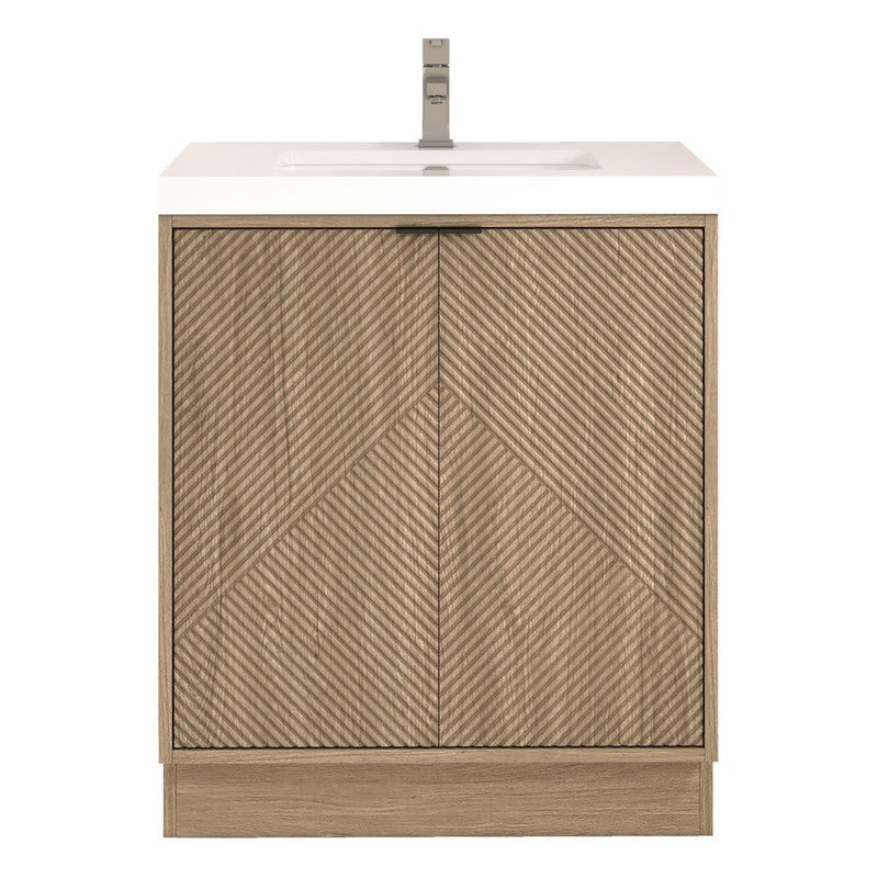 Moreno Bath MT30FS Mason 30" Fluted Freestanding Bathroom Vanity with Sink Top
