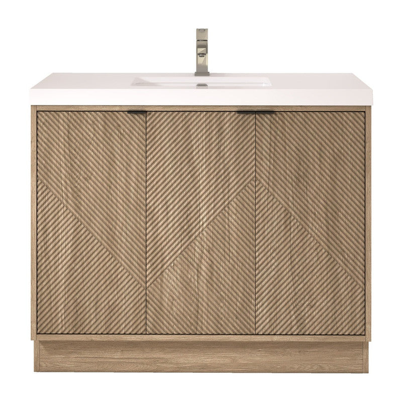 Moreno Bath MT42RFS Mason 42" Fluted Freestanding Bathroom Vanity with Sink Top (Right Side Drawers)