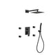 Kube Bath BK-WR2004JHH3V Aqua Piazza Matte Black Shower Set with 8" Square Rain Shower, 4 Body Jets and Handheld