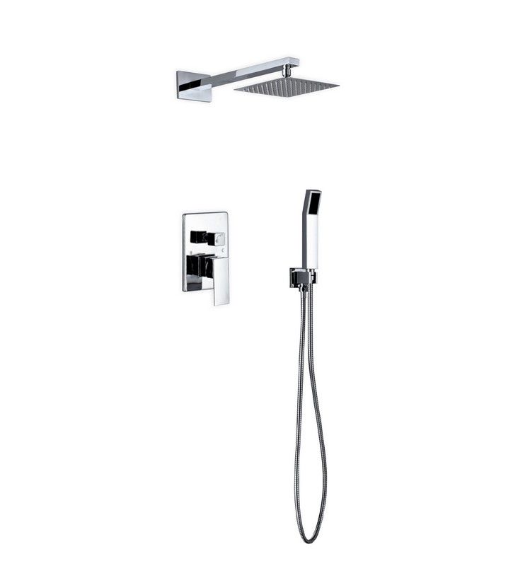 Kube Bath WR200HH2V Aqua Piazza Chrome Shower Set with 8" Square Rain Shower and Handheld