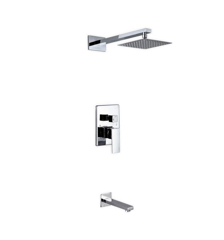 Kube Bath WR200TF2V Aqua Piazza Chrome Shower Set with 8" Square Rain Shower and Tub Filler