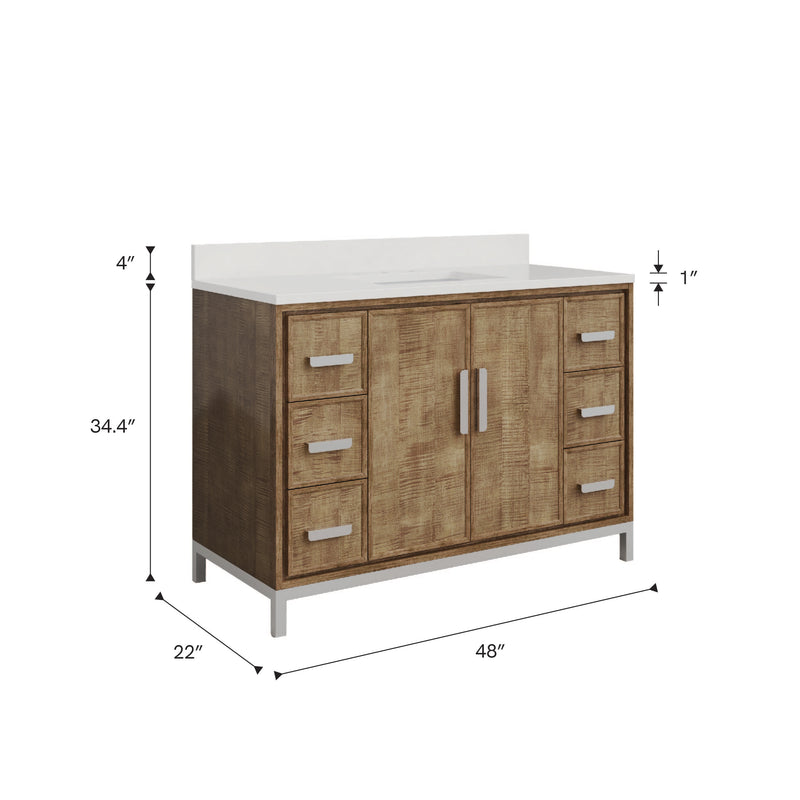 WE48QZ01LW - Westin 48 In. Single Sink Pre-Assembled Contemporary Style Bathroom Vanity With 1" Whitebrook Quartz Top