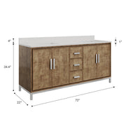 WE72QZ01LW - Westin 72 In. Double Sink Pre-Assembled Contemporary Style Bathroom Vanity With 1" Whitebrook Quartz Top