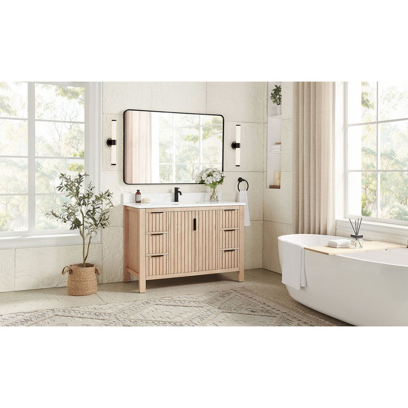Vinnova 704248-AN-GW Shenzhen 48" Single Sink Bath Vanity in Aged Natural Oak