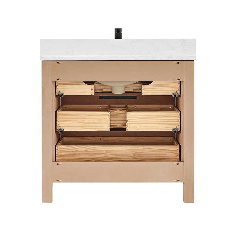 Vinnova 704236-AN-GW Shenzhen 36" Single Sink Bath Vanity in Aged Natural Oak