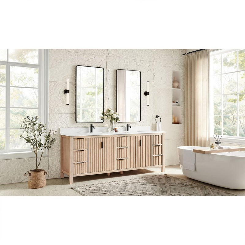 Vinnova 704284-AN-GW Shenzhen 84" Double Sink Bath Vanity in Aged Natural Oak