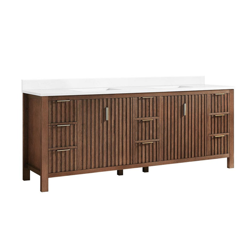 Vinnova 704284-AD-GW Shenzhen 84" Double Sink Bath Vanity in Aged Dark Brown Oak