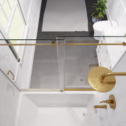 Anzzi Don Series Frameless Sliding Tub Door in Brushed Gold