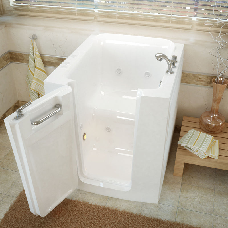Meditub 3238LWH Walk-In 32 x 37 Left Door White Whirlpool Jetted Walk-In Bathtub