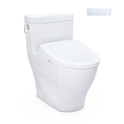 TOTO MW6244736CEFGA#01 WASHLET+ Legato One-Piece Elongated 1.28 GPF Toilet with Auto Flush S7A Contemporary Bidet Seat, Cotton White