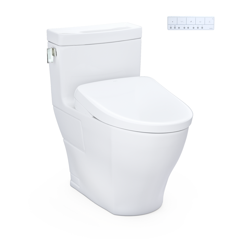 TOTO MW6244736CEFGA#01 WASHLET+ Legato One-Piece Elongated 1.28 GPF Toilet with Auto Flush S7A Contemporary Bidet Seat, Cotton White