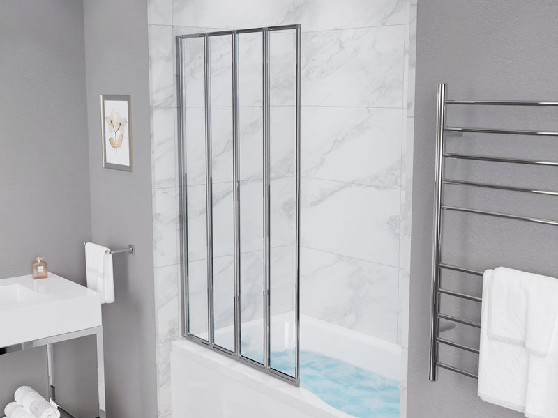 Anzzi SD-AZ16-01CH Accordion Style 33 in. x 56 in. H Sliding Framed Shower Door in Chrome with Tsunami Guard - view 2