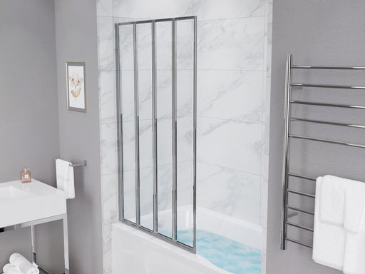 Anzzi SD-AZ16-01CH Accordion Style 33 in. x 56 in. H Sliding Framed Shower Door in Chrome with Tsunami Guard - view 2