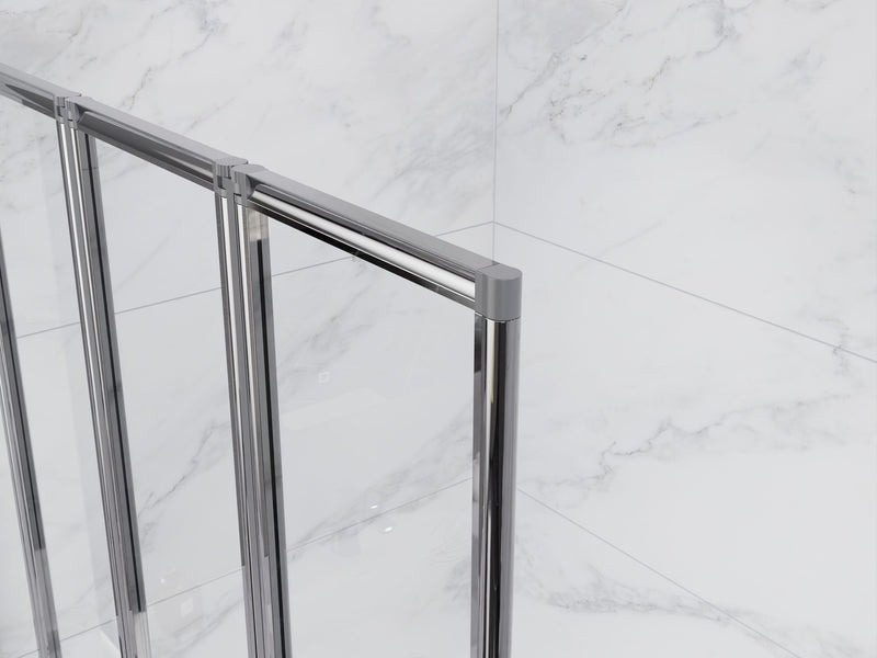 Anzzi SD-AZ16-01CH Accordion Style 33 in. x 56 in. H Sliding Framed Shower Door in Chrome with Tsunami Guard - view 3