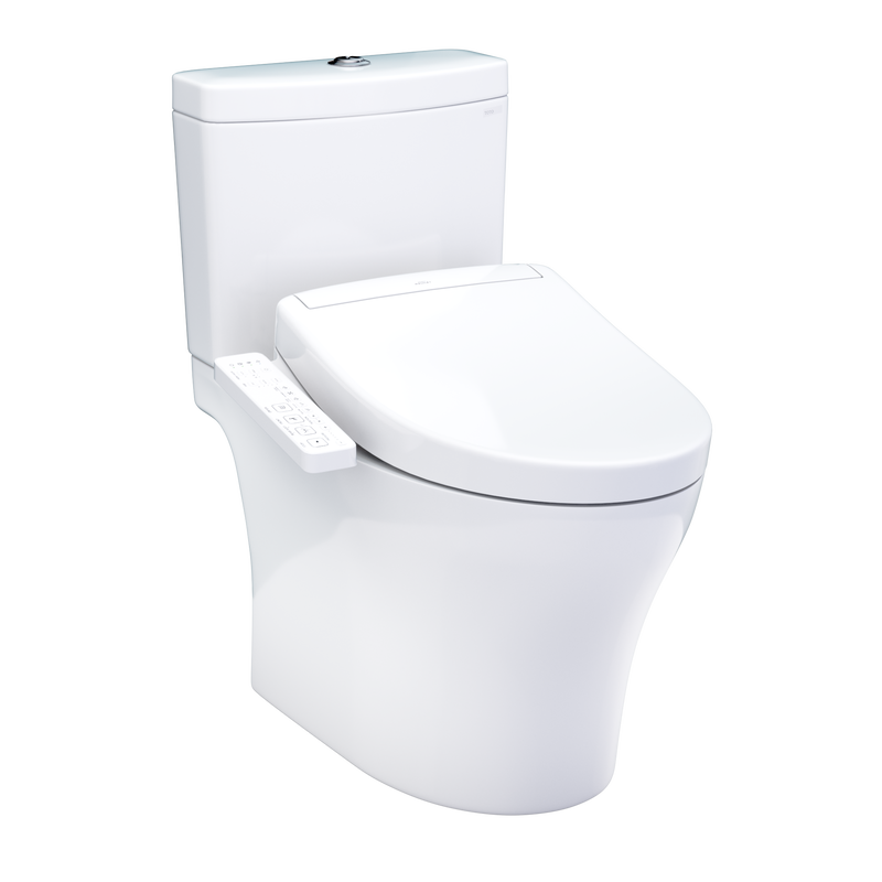 TOTO MW4463346CEMFGN#01 WASHLET+ Aquia IV Two-Piece Elongated Universal Height Dual Flush 1.28 and 0.9 GPF Toilet and WASHLET S2 Bidet Seat, Cotton White