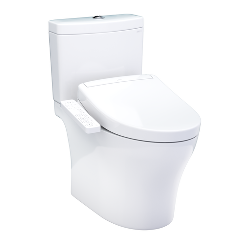 TOTO MW4463346CEMGN#01 WASHLET+ Aquia IV Two-Piece Elongated Dual Flush 1.28 and 0.9 GPF Toilet and WASHLET S2 Bidet Seat, Cotton White
