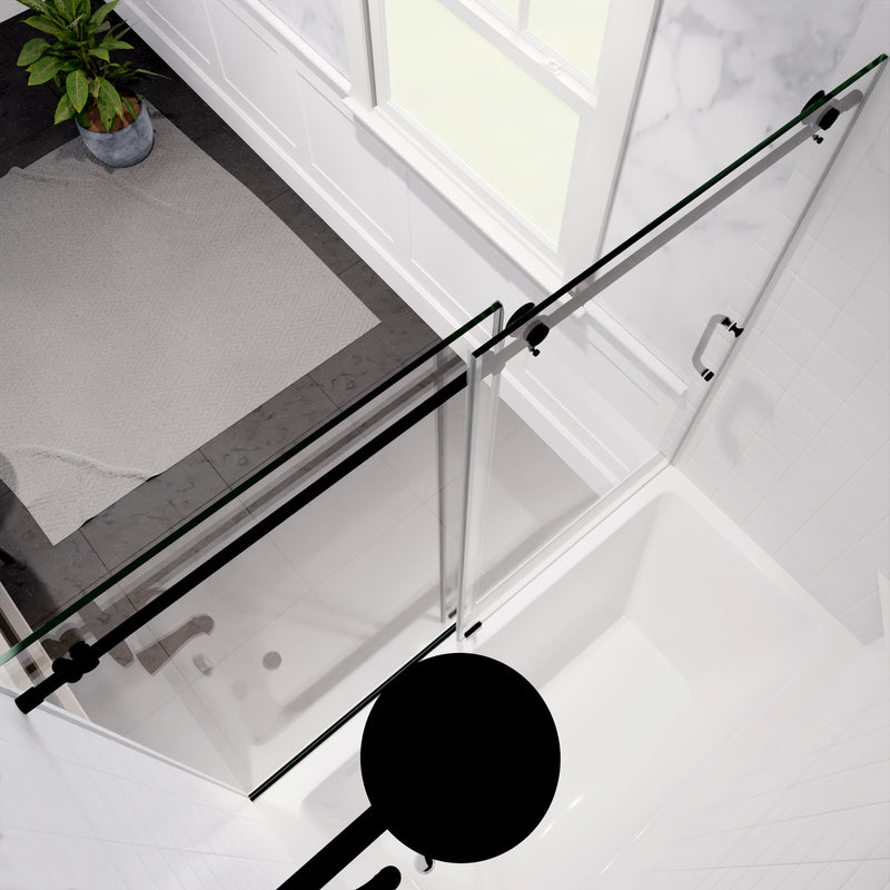 Anzzi Don Series Frameless Sliding Tub Door in Matte Black