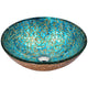 Anzzi LS-AZ209 Chrona Series 17 in. Round Bathroom Vessel Sink with Stain-Resistant Non-Porous Surface in Gold/Cyan Mix Finish Glass