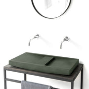 Alsea Rectangular Cast Concrete Vessel Sink - Copper Green