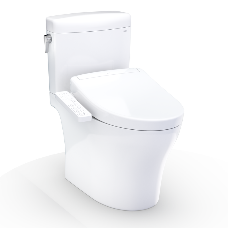 TOTO MW4363346CEMFGN#01 WASHLET+ Aquia IV Cube Two-Piece Elongated Dual Flush 1.28 and 0.9 GPF Toilet with S2 Bidet Seat, Cotton White