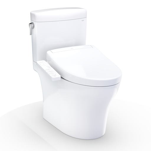 TOTO MW4363346CEMFGN#01 WASHLET+ Aquia IV Cube Two-Piece Elongated Dual Flush 1.28 and 0.9 GPF Toilet with S2 Bidet Seat, Cotton White