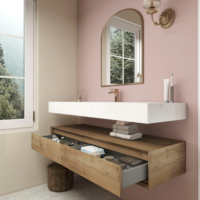 Moreno Bath BTO1760S Alysa 60" Floating Bathroom Vanity Set with FLX16 Acrylic Single Sink Top