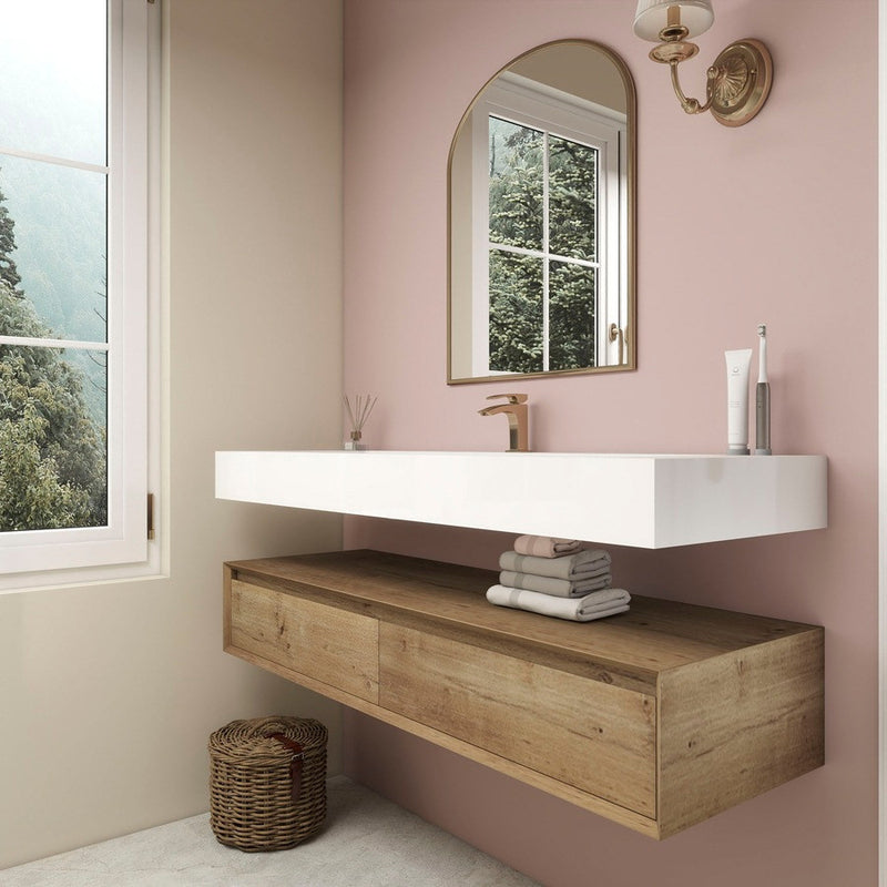 Moreno Bath BTO1760S Alysa 60" Floating Bathroom Vanity Set with FLX16 Acrylic Single Sink Top