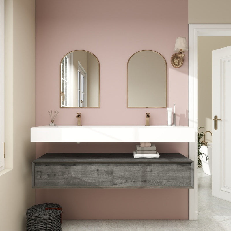 Moreno Bath BTO1760D Alysa 60" Floating Bathroom Vanity Set with FLX16 Acrylic Sink/Double Faucet Hole