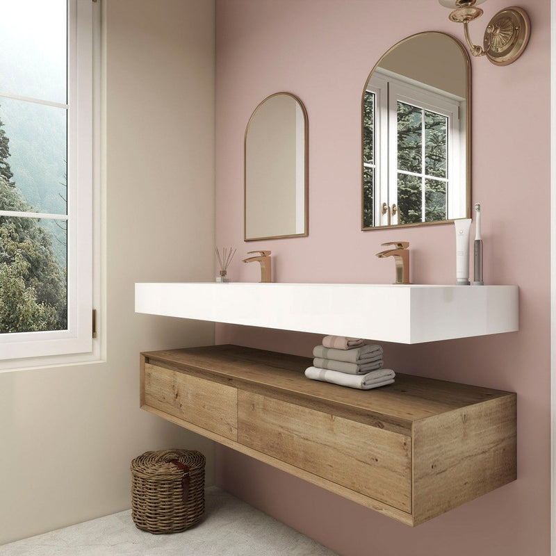 Moreno Bath BTO1760D Alysa 60" Floating Bathroom Vanity Set with FLX16 Acrylic Sink/Double Faucet Hole