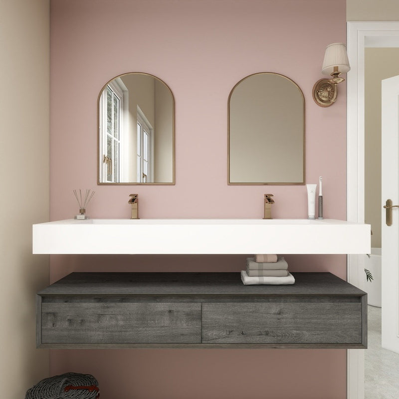Moreno Bath BTO1760D Alysa 60" Floating Bathroom Vanity Set with FLX16 Acrylic Sink/Double Faucet Hole