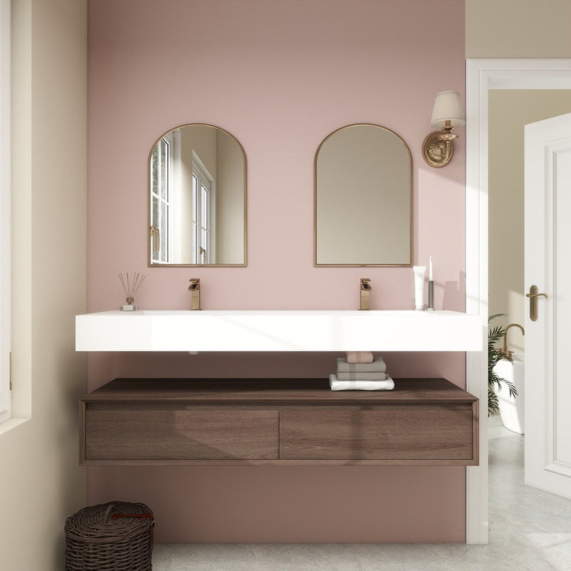 Moreno Bath BTO1760D Alysa 60" Floating Bathroom Vanity Set with FLX16 Acrylic Sink/Double Faucet Hole