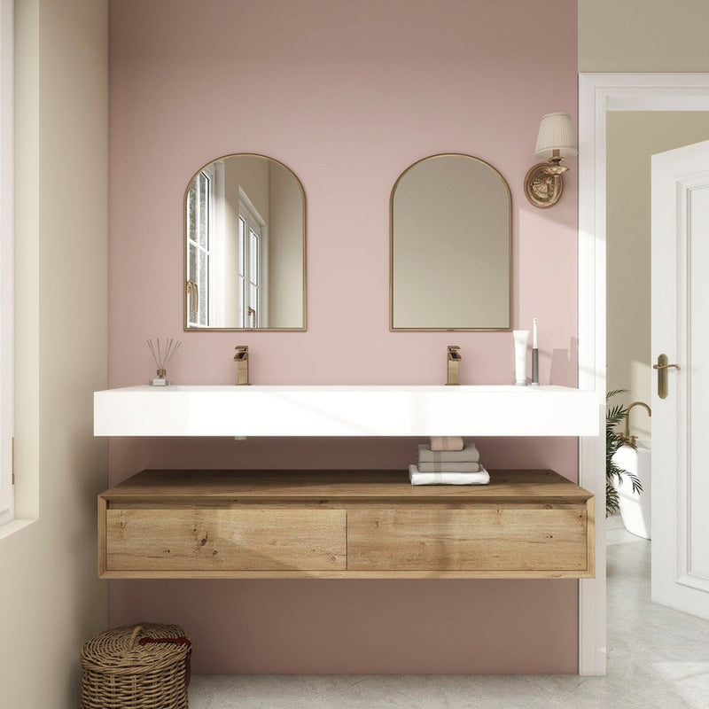 Moreno Bath BTO1760D Alysa 60" Floating Bathroom Vanity Set with FLX16 Acrylic Sink/Double Faucet Hole