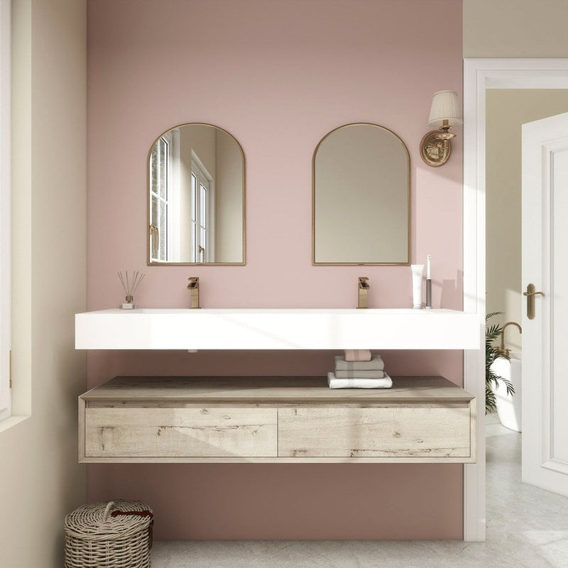 Moreno Bath BTO1760D Alysa 60" Floating Bathroom Vanity Set with FLX16 Acrylic Sink/Double Faucet Hole