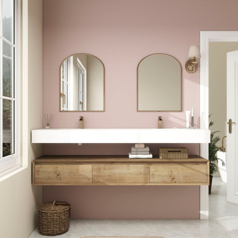 Moreno Bath BTO1772D Alysa 72" Floating Bathroom Vanity Set with FLX16 Acrylic Sink/Double Faucet Hole