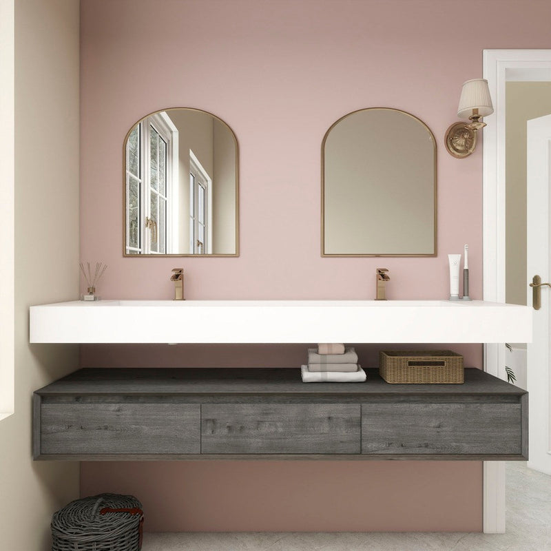 Moreno Bath BTO1772D Alysa 72" Floating Bathroom Vanity Set with FLX16 Acrylic Sink/Double Faucet Hole