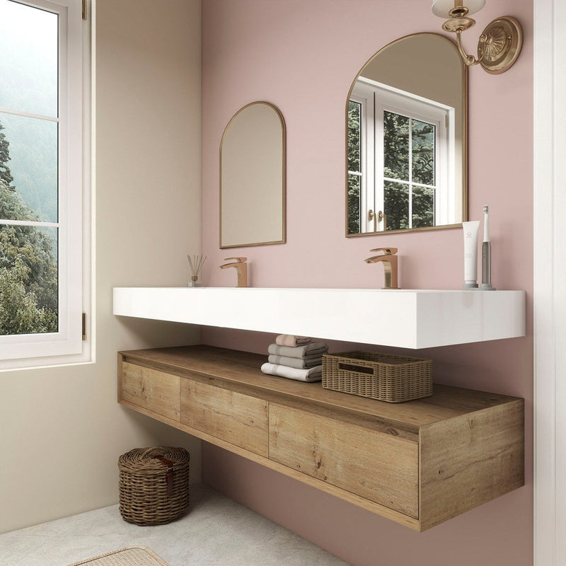 Moreno Bath BTO1772D Alysa 72" Floating Bathroom Vanity Set with FLX16 Acrylic Sink/Double Faucet Hole