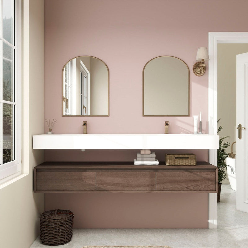 Moreno Bath BTO1772D Alysa 72" Floating Bathroom Vanity Set with FLX16 Acrylic Sink/Double Faucet Hole