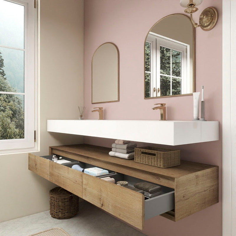 Moreno Bath BTO1772D Alysa 72" Floating Bathroom Vanity Set with FLX16 Acrylic Sink/Double Faucet Hole