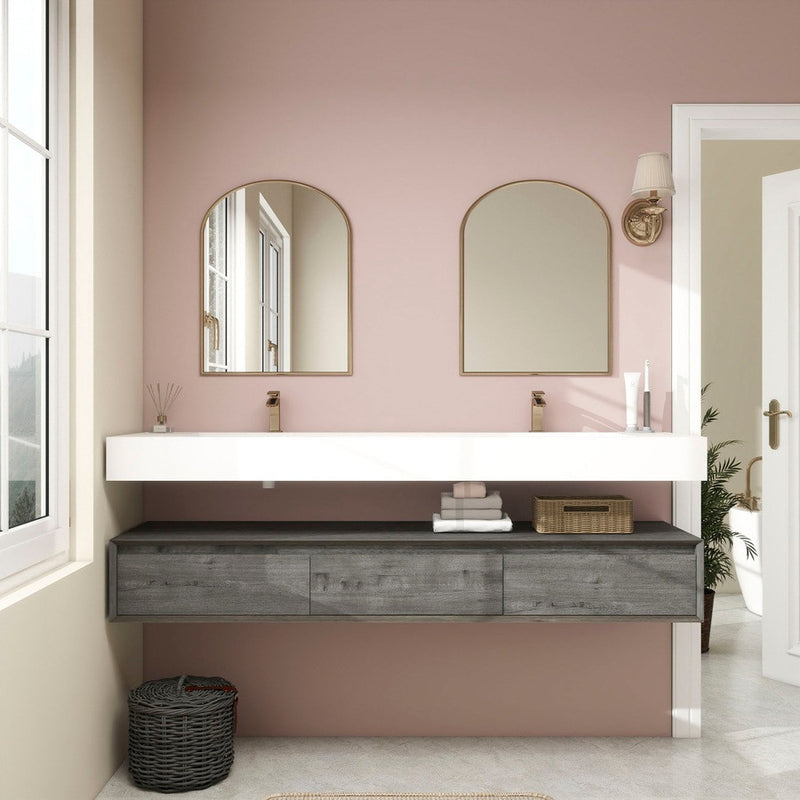 Moreno Bath BTO1772D Alysa 72" Floating Bathroom Vanity Set with FLX16 Acrylic Sink/Double Faucet Hole