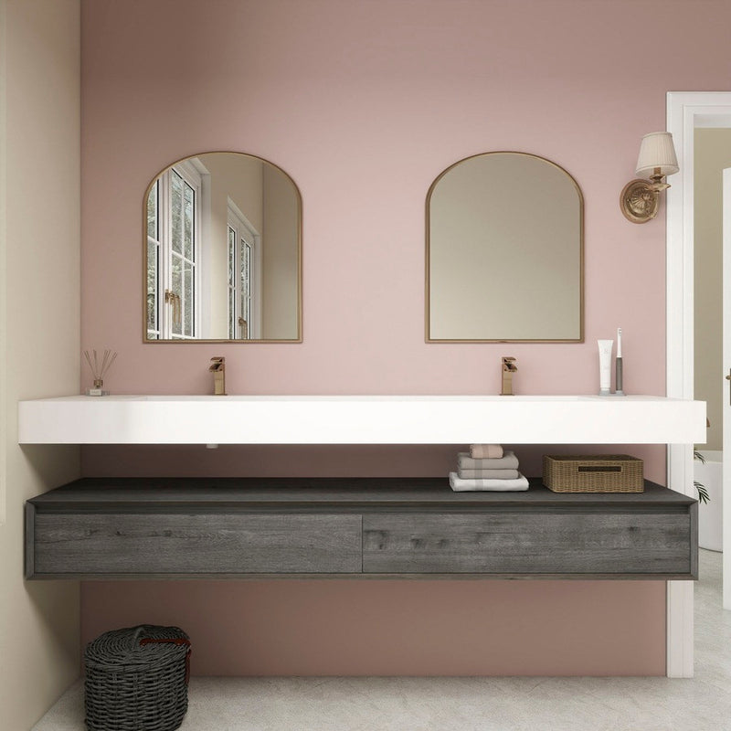 Moreno Bath BTO1784D Alysa 84" Floating Bathroom Vanity Set with FLX16 Acrylic Sink & Double Faucet Holes
