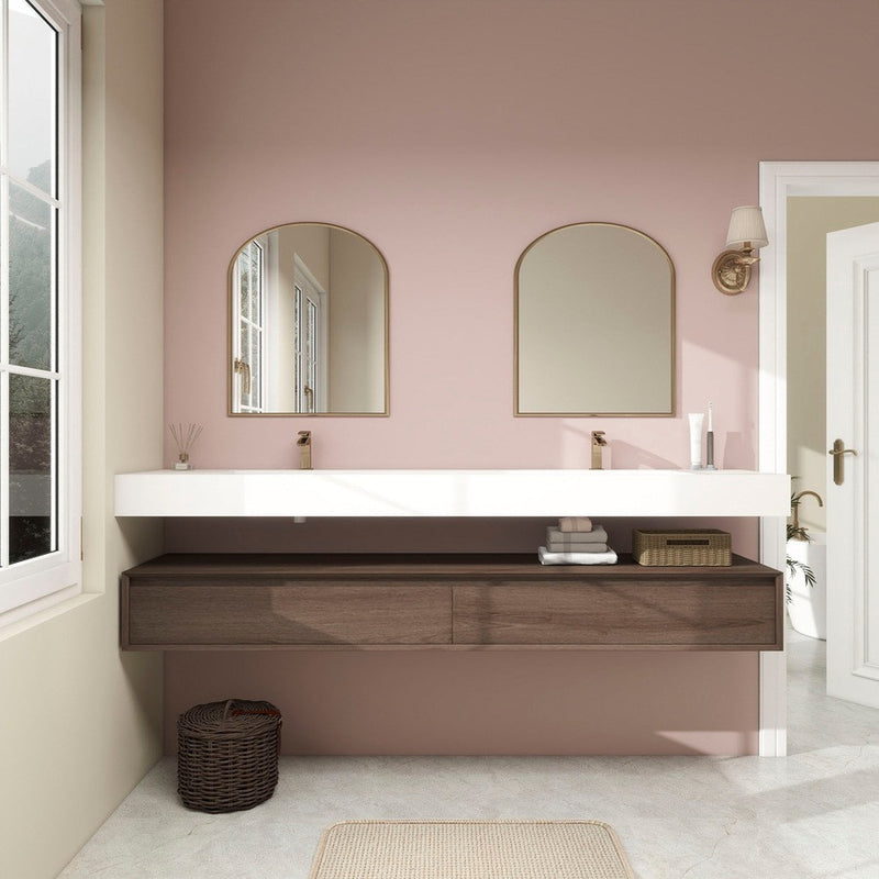 Moreno Bath BTO1784D Alysa 84" Floating Bathroom Vanity Set with FLX16 Acrylic Sink & Double Faucet Holes