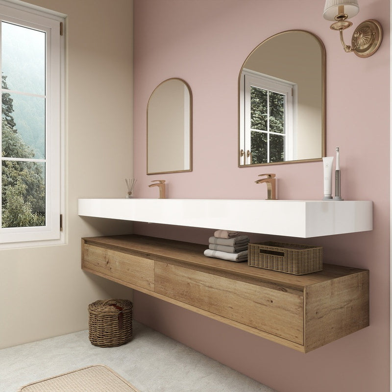 Moreno Bath BTO1784D Alysa 84" Floating Bathroom Vanity Set with FLX16 Acrylic Sink & Double Faucet Holes