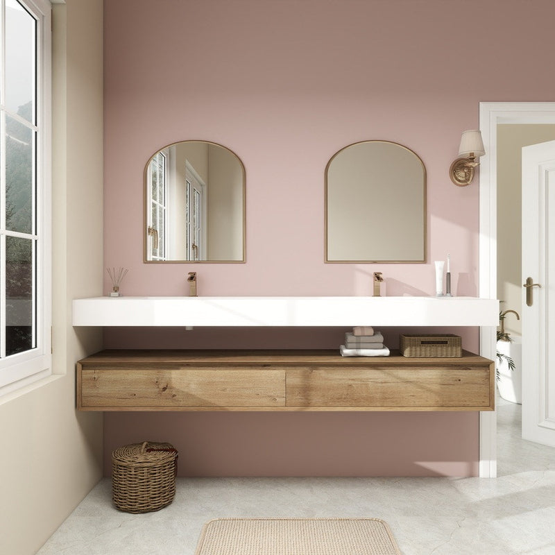 Moreno Bath BTO1784D Alysa 84" Floating Bathroom Vanity Set with FLX16 Acrylic Sink & Double Faucet Holes